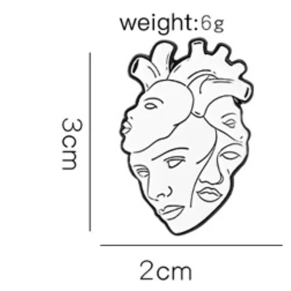 Surreal Heart Enamel Pin Artistic Abstract Cardiovascular Anatomy Scrubs Brooch - Picture 3 of 8